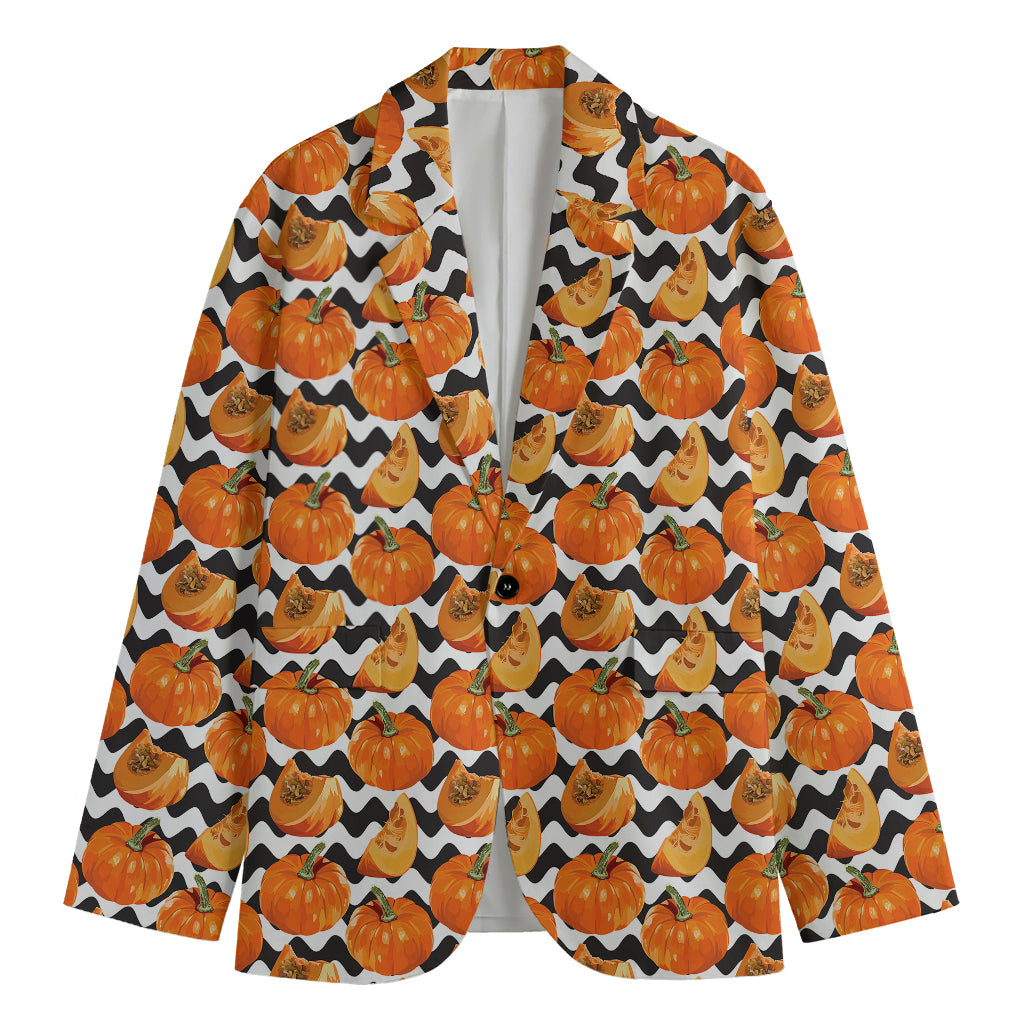 Wave Pumpkin Pattern Print Men's Blazer
