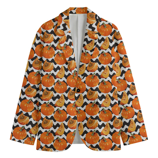 Wave Pumpkin Pattern Print Men's Blazer