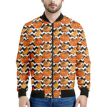 Wave Pumpkin Pattern Print Men's Bomber Jacket