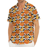 Wave Pumpkin Pattern Print Men's Deep V-Neck Shirt