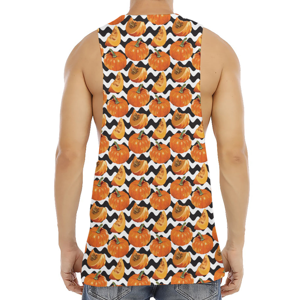 Wave Pumpkin Pattern Print Men's Muscle Tank Top