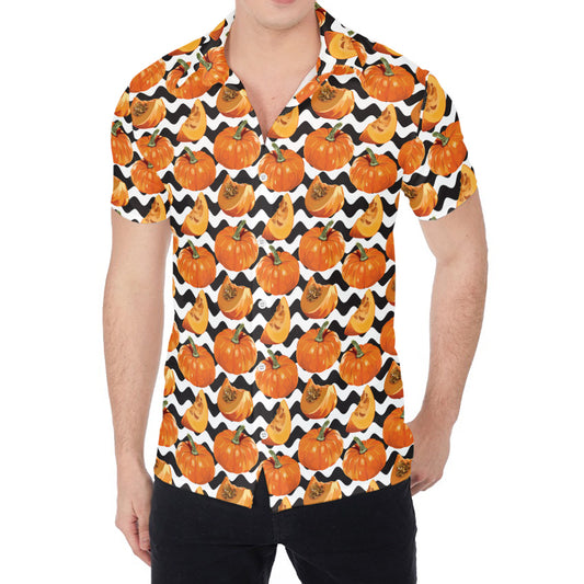 Wave Pumpkin Pattern Print Men's Shirt