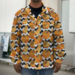 Wave Pumpkin Pattern Print Men's Shirt Jacket