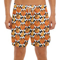 Wave Pumpkin Pattern Print Men's Split Running Shorts