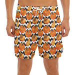Wave Pumpkin Pattern Print Men's Split Running Shorts