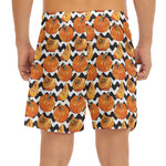 Wave Pumpkin Pattern Print Men's Split Running Shorts