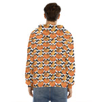 Wave Pumpkin Pattern Print Men's Velvet Pullover Hoodie