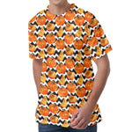 Wave Pumpkin Pattern Print Men's Velvet T-Shirt