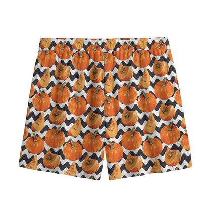 Wave Pumpkin Pattern Print Mesh Shorts