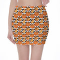 Wave Pumpkin Pattern Print Pencil Mini Skirt