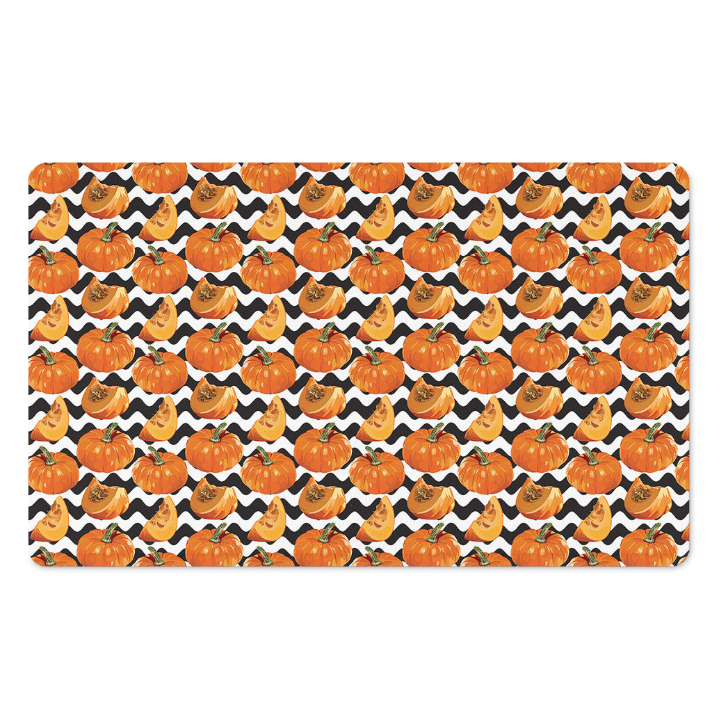 Wave Pumpkin Pattern Print Polyester Doormat