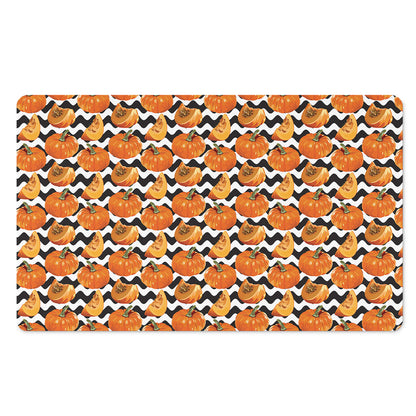 Wave Pumpkin Pattern Print Polyester Doormat