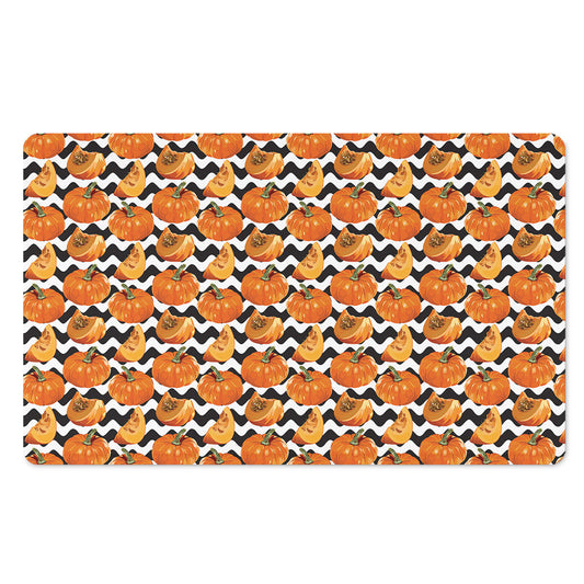 Wave Pumpkin Pattern Print Polyester Doormat