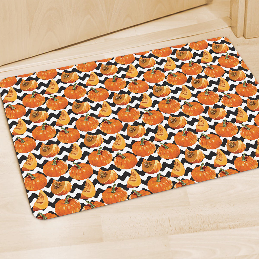 Wave Pumpkin Pattern Print Polyester Doormat