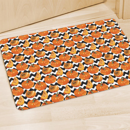 Wave Pumpkin Pattern Print Polyester Doormat