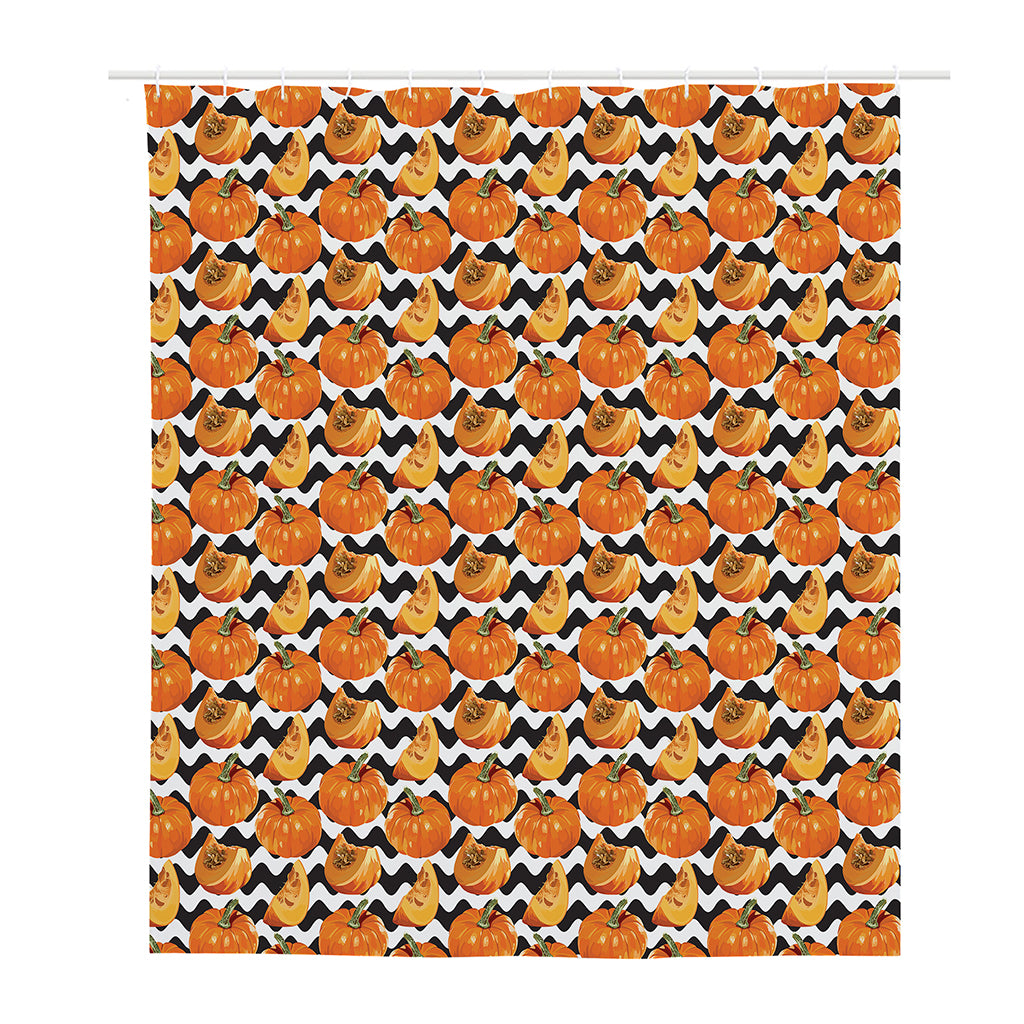 Wave Pumpkin Pattern Print Polyester Shower Curtain