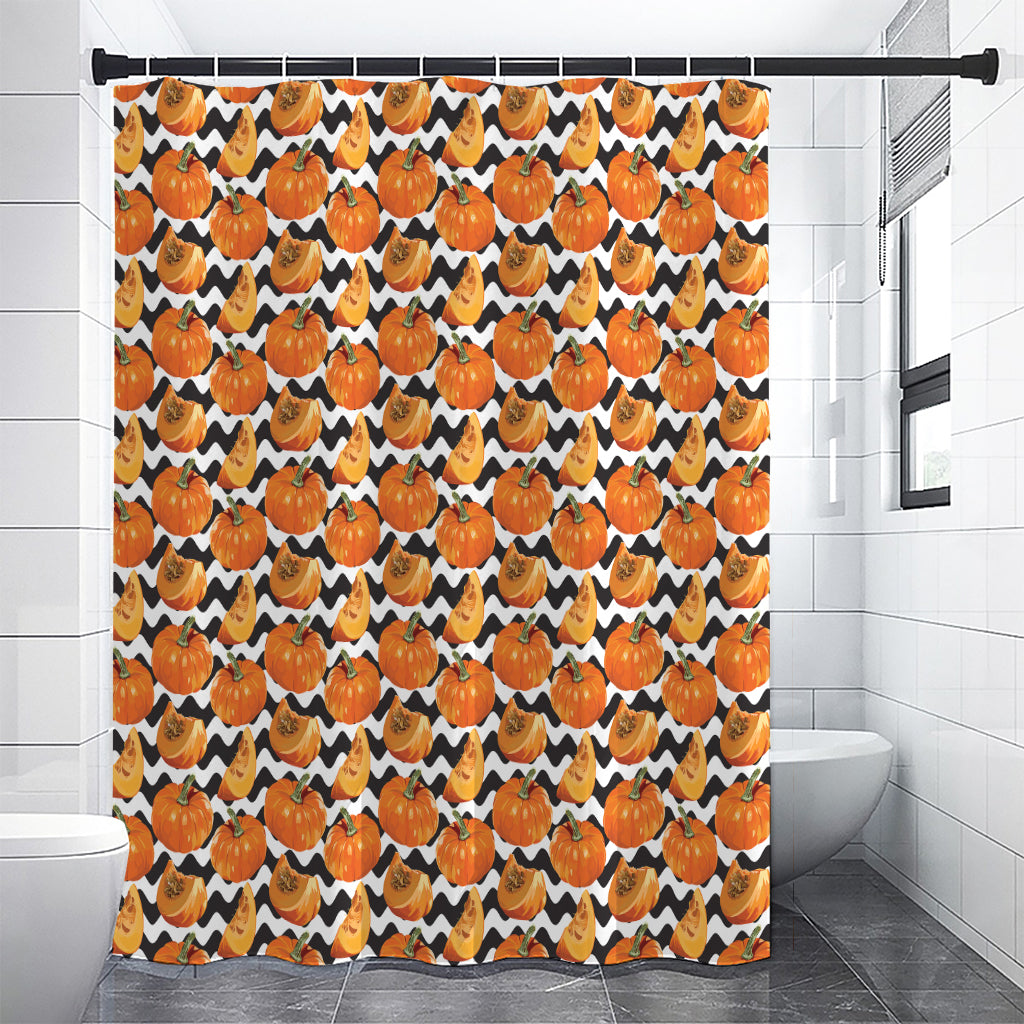 Wave Pumpkin Pattern Print Premium Shower Curtain