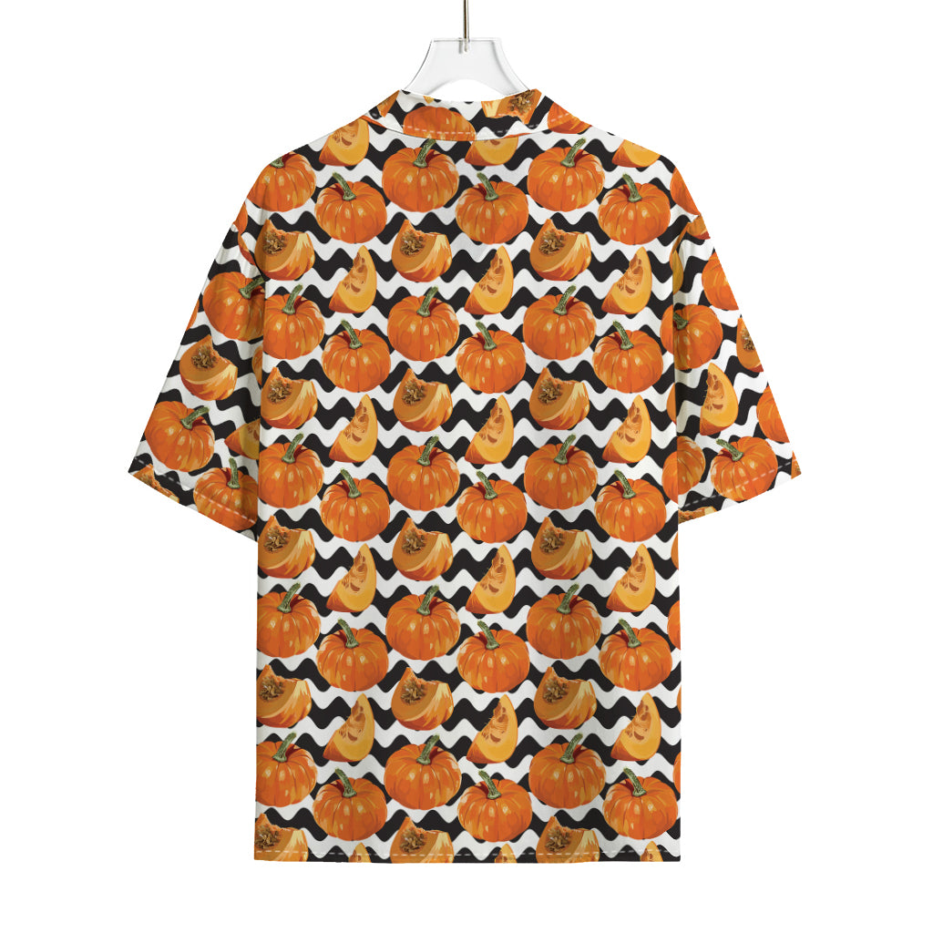 Wave Pumpkin Pattern Print Rayon Hawaiian Shirt