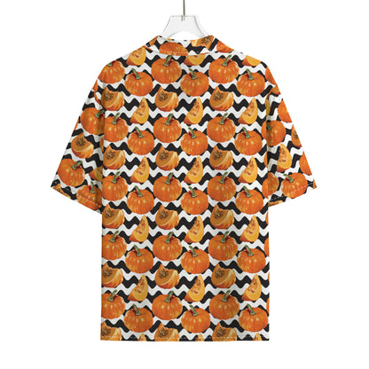 Wave Pumpkin Pattern Print Rayon Hawaiian Shirt