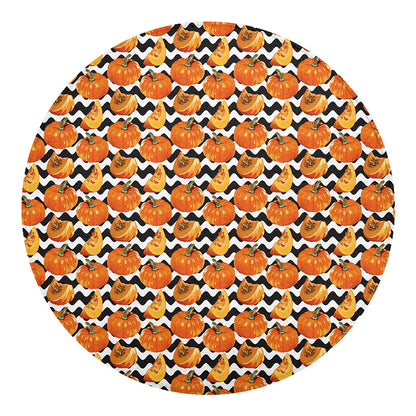 Wave Pumpkin Pattern Print Round Blanket