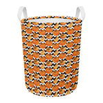 Wave Pumpkin Pattern Print Round Laundry Basket