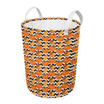 Wave Pumpkin Pattern Print Round Laundry Basket