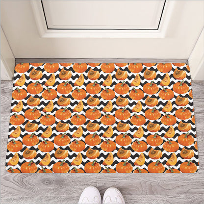 Wave Pumpkin Pattern Print Rubber Doormat