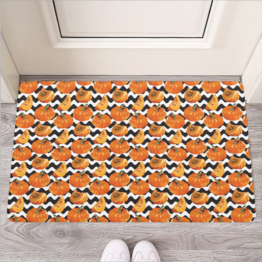 Wave Pumpkin Pattern Print Rubber Doormat