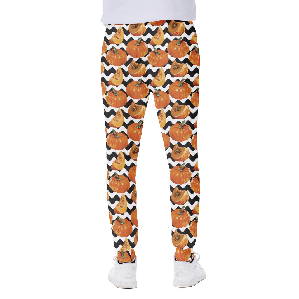 Wave Pumpkin Pattern Print Scuba Joggers
