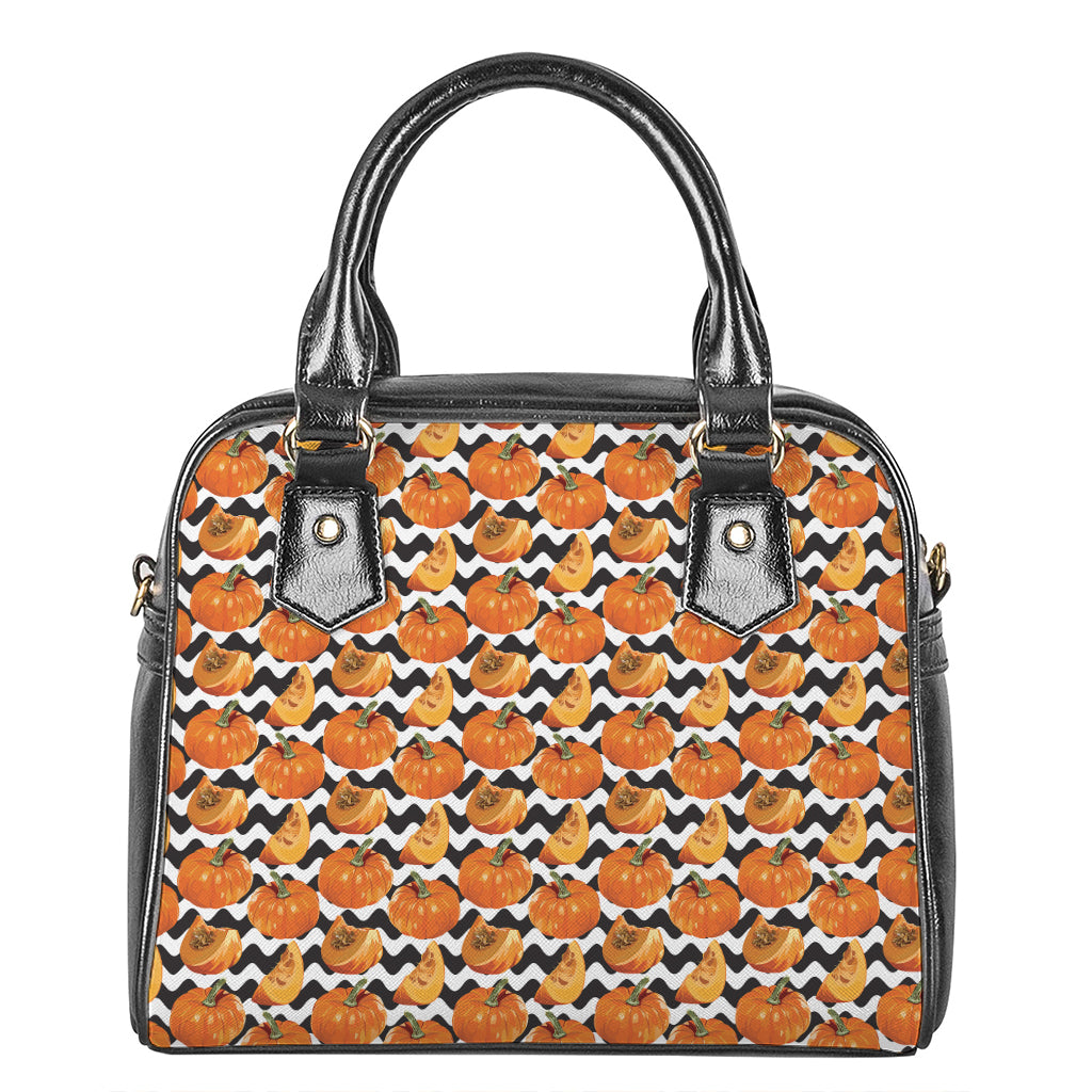 Wave Pumpkin Pattern Print Shoulder Handbag