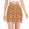 Wave Pumpkin Pattern Print Side Slit Mini Skirt