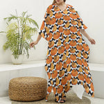 Wave Pumpkin Pattern Print Silk V-Neck Kaftan Dress