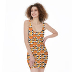 Wave Pumpkin Pattern Print Sleeveless Bodycon Dress