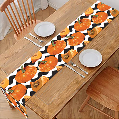 Wave Pumpkin Pattern Print Table Runner