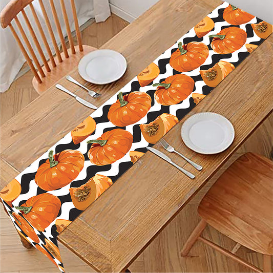 Wave Pumpkin Pattern Print Table Runner