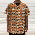 Wave Pumpkin Pattern Print Textured Short Sleeve Shirt