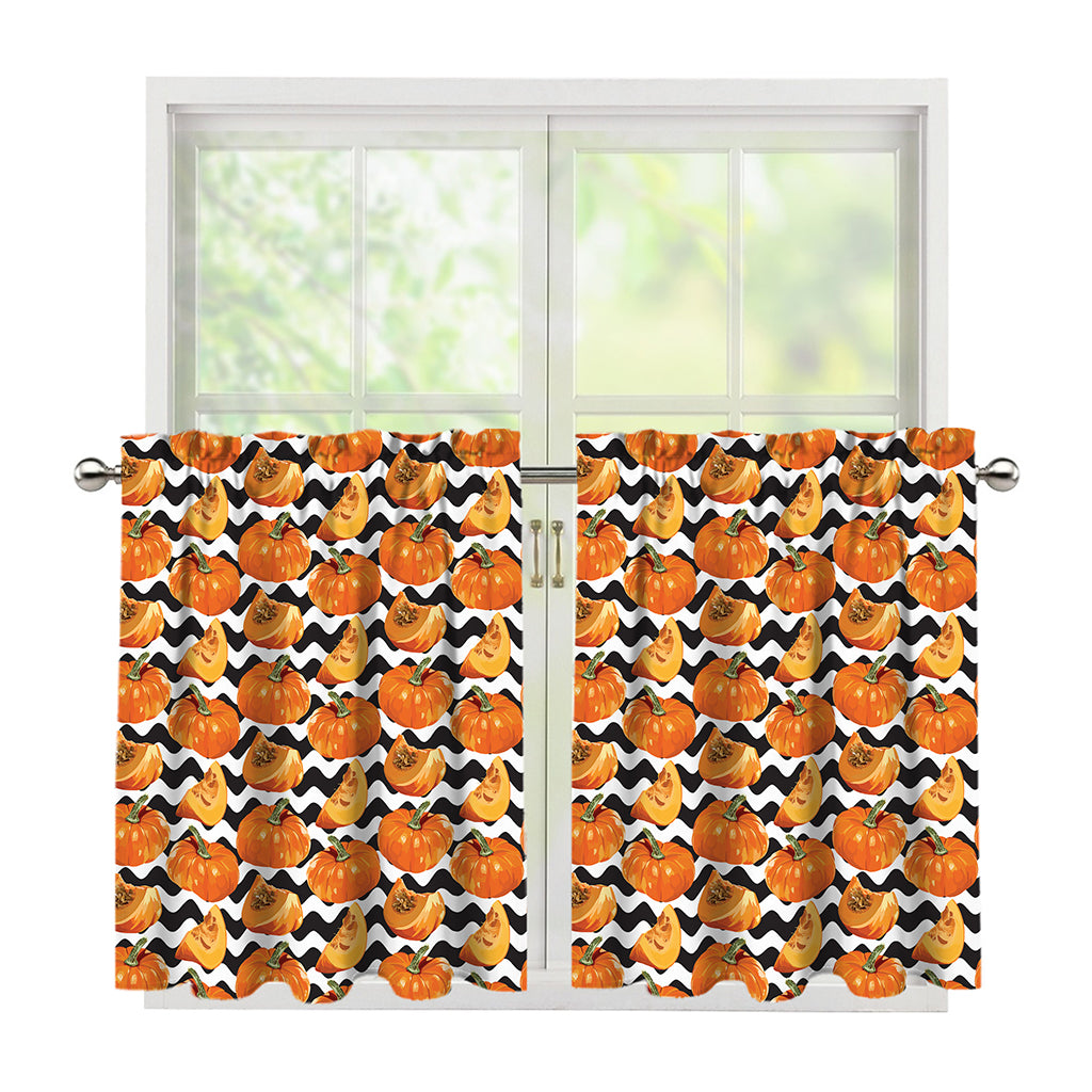 Wave Pumpkin Pattern Print Tier Curtains