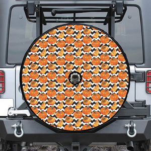 Wave Pumpkin Pattern Print Tire Cover With Camera Hole