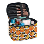 Wave Pumpkin Pattern Print Travel Makeup Bag