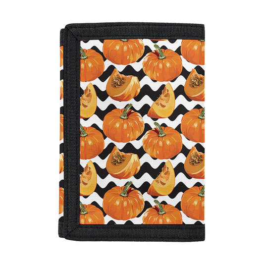 Wave Pumpkin Pattern Print Trifold Wallet