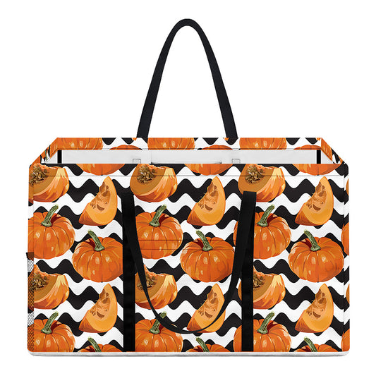 Wave Pumpkin Pattern Print Utility Tote Bag