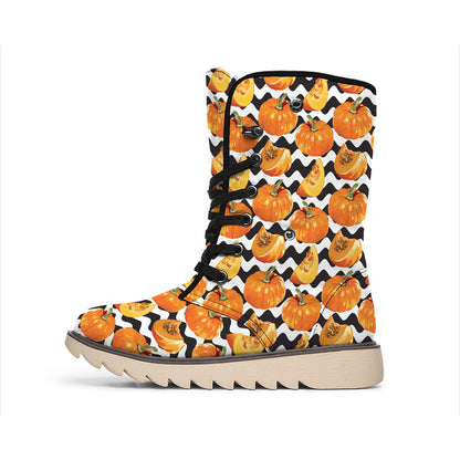 Wave Pumpkin Pattern Print Winter Boots