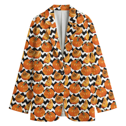 Wave Pumpkin Pattern Print Women's Blazer