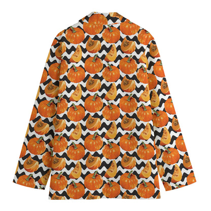 Wave Pumpkin Pattern Print Women's Blazer