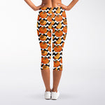 Wave Pumpkin Pattern Print Women's Capri Leggings