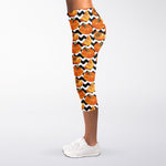 Wave Pumpkin Pattern Print Women's Capri Leggings