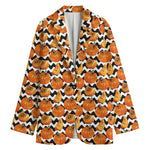 Wave Pumpkin Pattern Print Women's Cotton Blazer