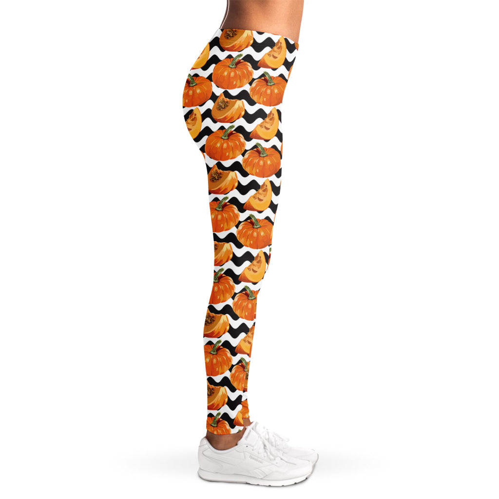 Wave Pumpkin Pattern Print Women's Leggings