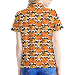 Wave Pumpkin Pattern Print Women's Polo Shirt