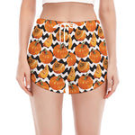 Wave Pumpkin Pattern Print Women's Split Running Shorts